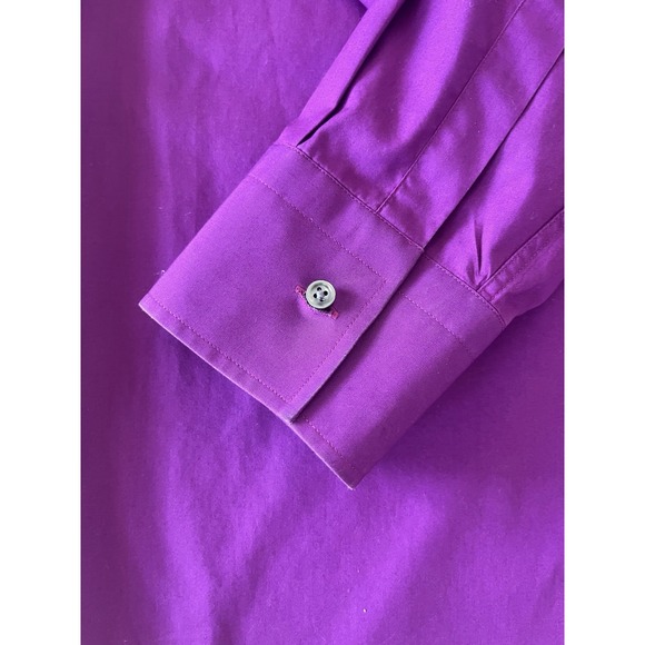 Hugo Boss Regular Fit Dress Shirt Mens 16.5 42‎ Solid Purple Long Sleeve - Picture 9 of 10